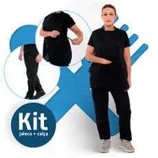 Conjunto Uniforme Calça e Jaleco Bata Oxford Uniforme Trabalho Faxineira Cozinha