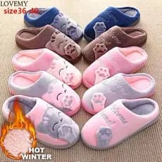 Chinelo nuvem Pantufa Feminina Flexível E Quente De Inverno Antiderrapante De Gato De Desenho Animado
