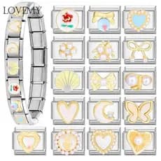 Criativo Prata-Fundo Azul Diamante Arco Italiano Corrente Decoração Adequada Para 9mm Pulseira Fazendo Jóias DIY Italian
