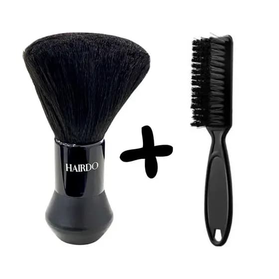 Kit Escovinha P/ Barba Profissional + Espanador Pincel Preto