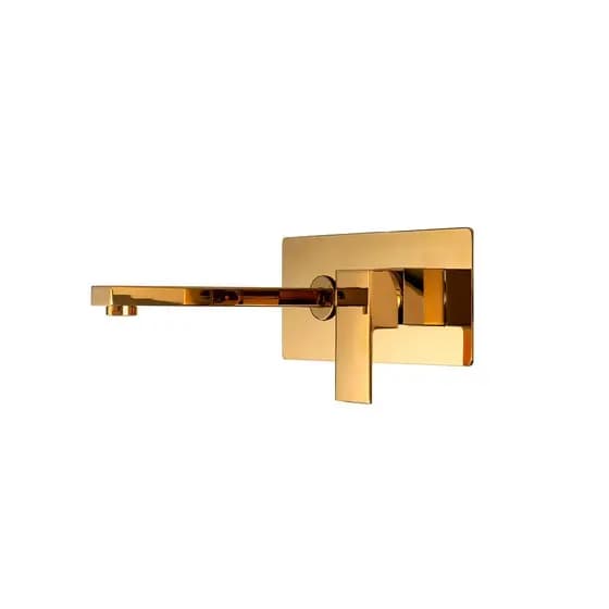Torneira para banheiro misturador monocomando de parede Santana Pingoo - Dourado