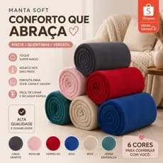 Manta Cobertor Soft Casal Microfibra Antialérgico Manta 1,80m x 2,0m Mantinha Cama