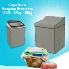 Capa Maquina Lavar Brastemp 16kg 17kg 18kg Impermeável Protetora Resistente Korino Lavadora Brastemp