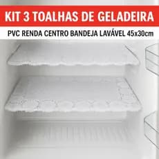 Kit 3 Toalhas de Geladeira PVC Renda Centro Bandeja Lavável 45x30cm