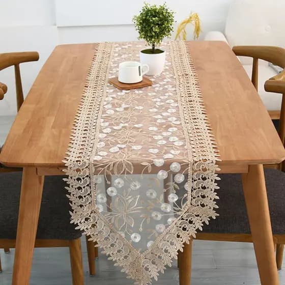 Caminho de Mesa Trilho Centro de Mesa Toalha de Bandeja Bordado com Bordado Guipir Luxo