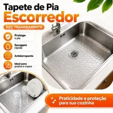 Tapete Escorredor De Louça Apoio para Lavar Panelas Com Dreno Antiderrapante Silicone Evita Riscar