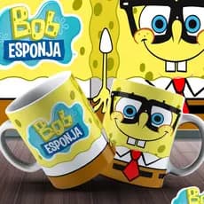 Caneca Bob Esponja Personalizada Xícara 325ML Porcelana Super Branca Cerâmica Patrick