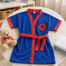 Roupao Infantil Aranha Atoalhado Poliester Com Faixa Ajustavel Sem Capuz Otima Absorção De Agua Praia Clube Piscina