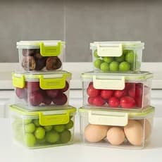 Conjunto de Potes de Plástico com Tampa e Cesto Organizador Frutas Verduras Drenam