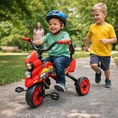 Triciclo Infantil Estilo Moto Vermelho Veículo Pedal Criança Brinquedo Passeio Rua