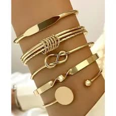 Pulseria Bracelete Dourado Prata 5 peças Moda