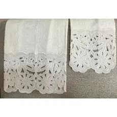 Toalha Lavabo Bordada Luxo Rosto - KIT 2 PEÇAS ROSTO E MÃOS branca