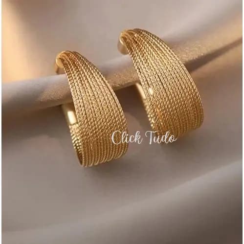 Brinco Feminino Dourado Argola Moda Festa