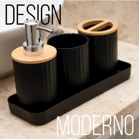 Kit Banheiro 4 Peças Porta Escova de Dente Porta sabonete Liquido Banheiro Porta Escova e Bandeja