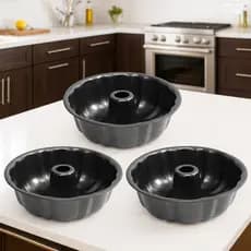 🍰 Forma de Bolo Antiaderente Teflon Preta Kit 1 2 ou 3 UN Assadeira Canelada Pudim Solta Fácil Premium