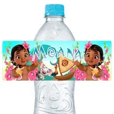 10 Adesivos Para Água 500ml Moana Baby - Pronto para aplicação, Decoração Festa Aniversário