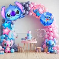 Kit Arco Desconstruído Stitch Rosa Premium Decoração Festas Eventos *150 itens* Lilo Coala Azul AngL