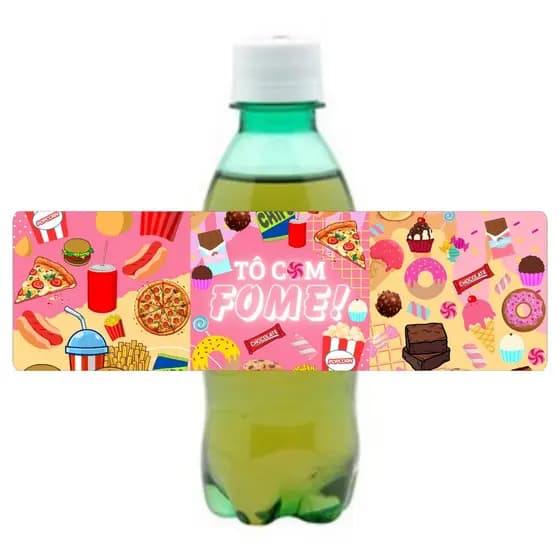 10 Adesivos para Caçulinha Tô com Fome - Mini Refrigerante,  Decoração de Festa Aniversário Tema Comidas.