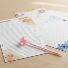 Folhas de Fichário c Desenho Vários Personagens Pautadas A4 c 70 Folhas- Caderno Universitário Disco