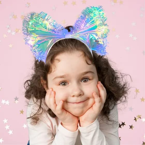 Tiara Infantil Laço com LED Pisca Lacinho Tiara Minnie Transparente Fruta Cor Cabelo Fantasia Escola