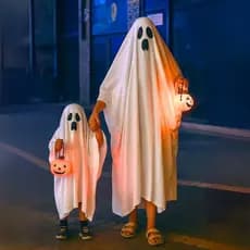 Fantasia Fantasma Halloween Infantil Adulto- Fantasminha Ghost com Capuz Manto