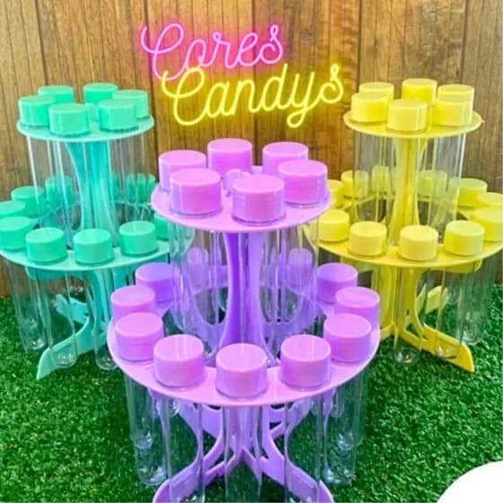 PORTA TUBETES Suporte para Tubetes VÁRIAS CORES Decoração Festa Tubos Kit Porta Tempero 18 Tubos
