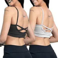 KIT 02 Top Academia Alcinha Fitness Com Cruzado nas Costas Suplex Power - Costas Xis Top Fitness Varias Cores