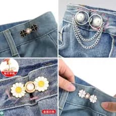 KIT 1PAR Botão De Metal Ajustador de Cintura para Calças e Shorts | Botão Removível Sem Costura | Prático e DurávelMT303