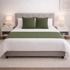 Kit Peseira de Cama  + Capas de Almofada 40x40 Tecido Algodão 180 Fios Casal | Queen | King | Solteiro Verde Musgo