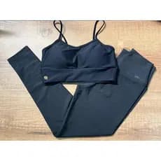 Conjunto feminino fitness casual Kit Legging + Top alça bojo fixo zero transparência cintura alta