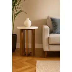 Mesa de Canto Sala Sofá Quarto Ravena 60cm Altura 50cm Diâmetro Cor Branco
