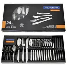 Faqueiro Jogo de Talheres Búzios 24 peças ou 20 peças Aço Inox Tramontina utensílios de cozinha