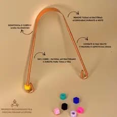 KIT 3x Limpador Raspador de Língua Cobre