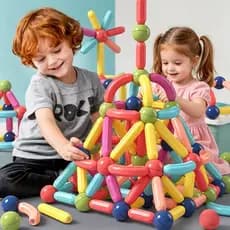 Blocos Magnéticos Infantil, Blocos de Montar Magnético, Brinquedo Educativo Infantil