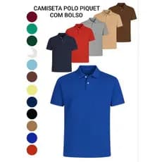 Camisa  Polo Masculina Piquet Com Bolso100% Algodão Verão
