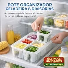 Organizador de Geladeira com Tampa e Divisórias Porta Legumes Verduras Frutas Pote Organizador Cozinha