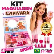 Kit Maquiagem Infantil Completo Maleta Menina com Sombras Batom Gloss Espelho Brinquedo Lavável Presente