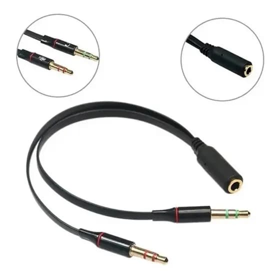 Cabo Adaptador P3 Femea Headset Para 2 P2 M Audio Microfone