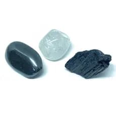 Escudo Proteção Energética | Pedras Naturais | Hematita, Turmalina Negra E Cristal | Kit Mini Cristais