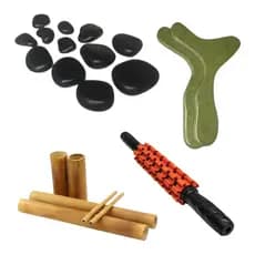Kit 12 Pedras quentes pantala bambu rolo massagem turbinada