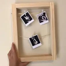 Quadro decorativo  / porta retrato /  Varal de sisal para fotos e polaroid e decoração casa 23x16 2 cordas