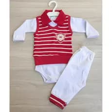Conjunto pagão Baby bordado tecido marisol premium pra recém nascido menino com 3 peças / kit saída maternidade menino