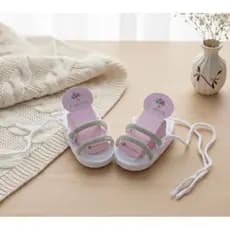 Papete Feminina baby infantil branco de Crochê Calçado Bebê Confortável Sandália Menina Estilosa De Amarração Brilho