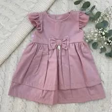 Vestido feminino Infantil casual de Festa com detalhe de laço - Roupa de Menina Elegante e Confortável presente de Natal