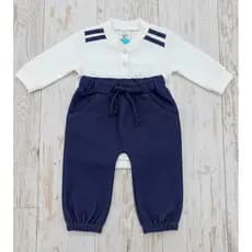 Conjunto Baby Premium Infantil RN Saida Maternidade com calça jeans de malha pra recém nascido para menino/masculino