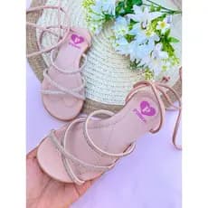 Sandália Infantil Feminina com Strass e Amarração – Estilosa, Leve e Confortável para Meninas | presente de Natal