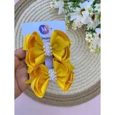 Par de Laços Infantis Femininos para Cabelo | Laço com Pérolas | Presilha Bico de Pato | Laço Bebê Criança Menin