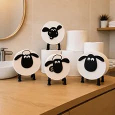 Suporte de Papel Higiênico Shaun Ovelha Carneiro Decoração de Banheiro