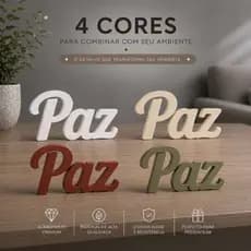 Letreiro Paz Enfeite para Casa e Decoração para Sala