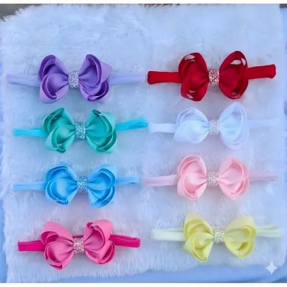 Kit 4 ou 8 Faixinhas de bebê laços Infantil Macia Menina tiara bebê